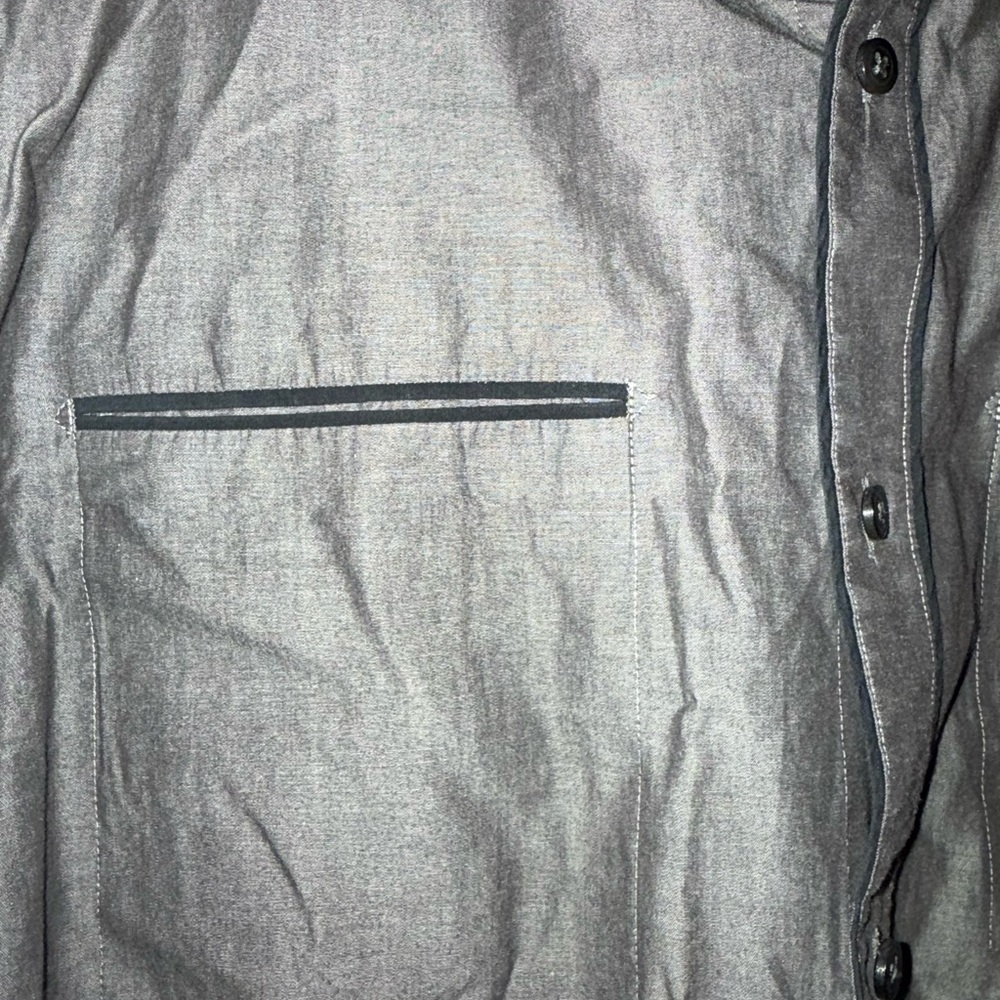 Express Fitted Collared Button Down Chambray Shirt - image 4